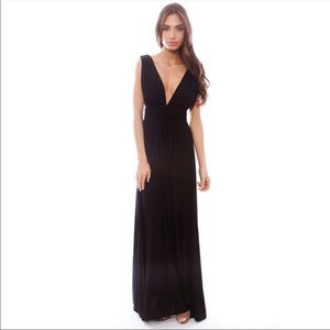 Lovers + Friends Revolve Black Satin Maxi Dress
